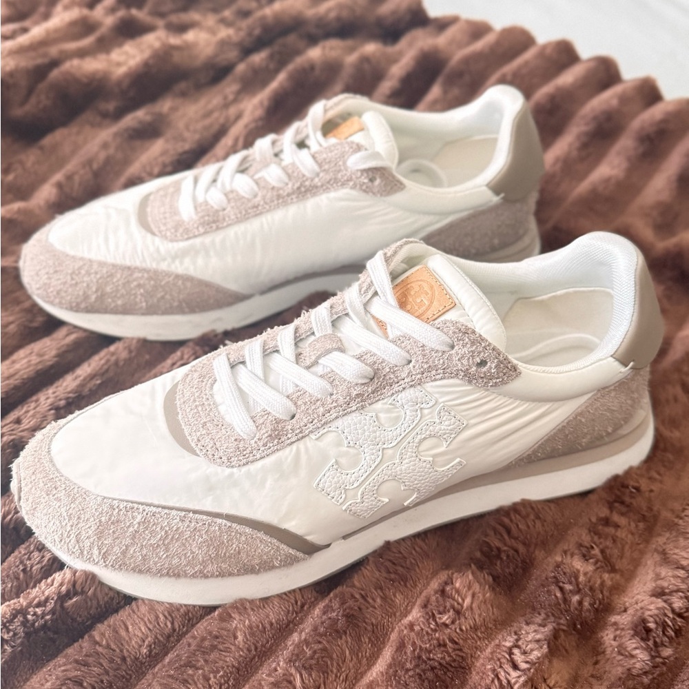 Tory Burch White and Tan Sneakers